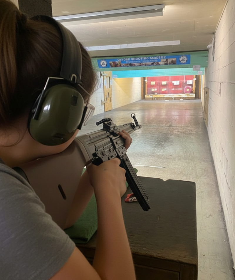 Precision shooting session focusing on firearm safety and handling