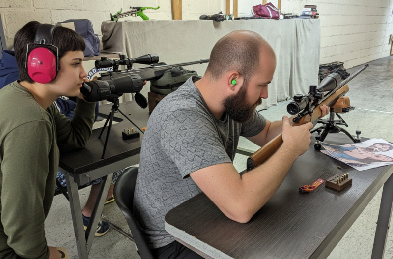 Precision shooting session focusing on firearm safety and handling