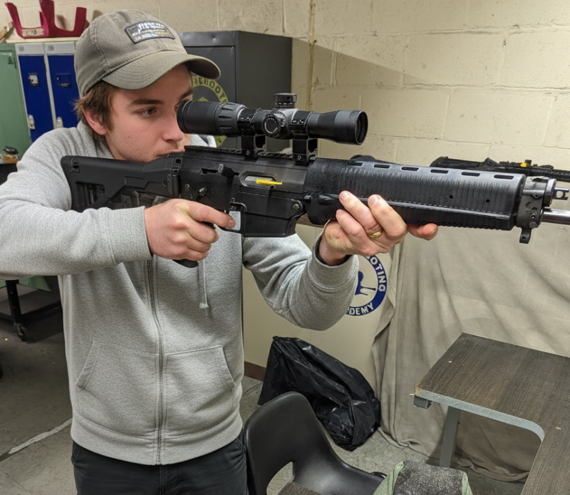 Firearms training session using various sporting firearms